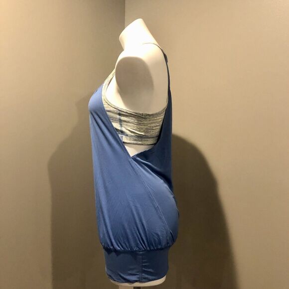 Lululemon Athletica Tank Top 6 Blue W/ Sports Bra Racerback Loose Fit Scoop Neck - Picture 4 of 14